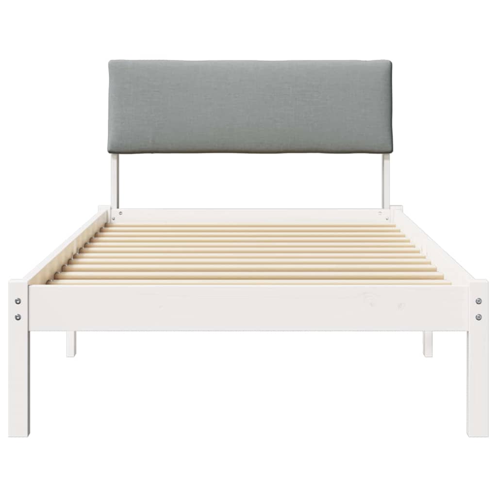 Bed frame White and light grey 100 x 200 cm Solid pine wood